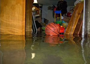 A flooded basement bedroom in Braselton